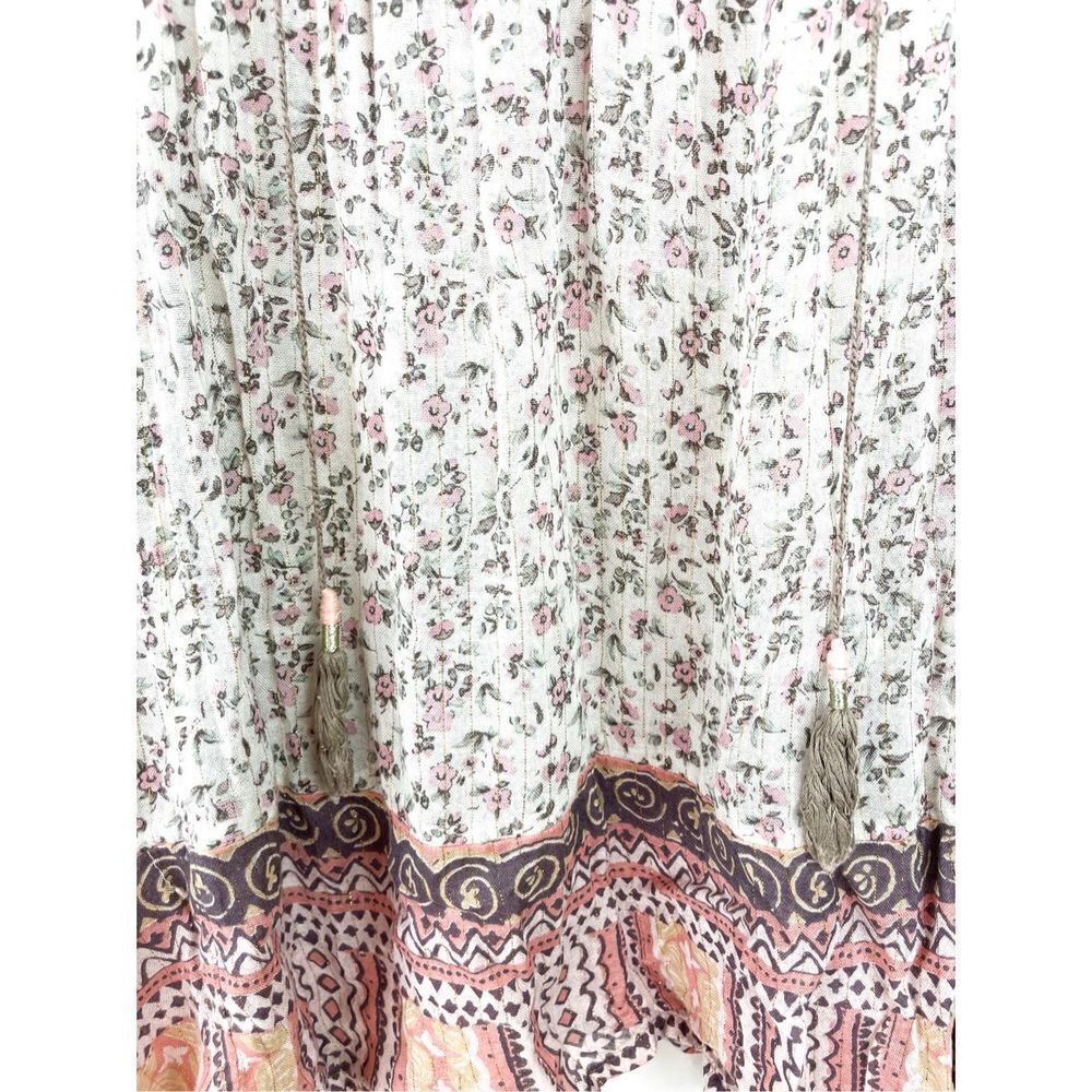 Free People Dream Lover Tunic Boho Peasant Tassel Long Sleeve Blouse with Floral - Picture 8 of 16